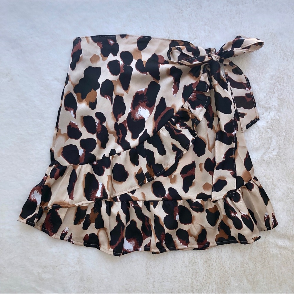 Princess Polly “Ginuwine” Leopard Wrap Mini Skirt